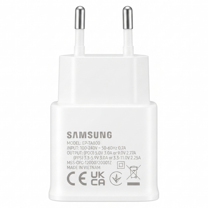 Samsung 25W USB-C Fast Adapter EP-TA800 Bulk - White, Image 2