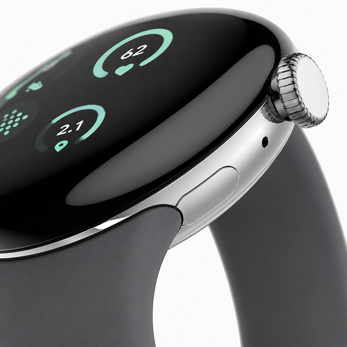 Watch Google Pixel Watch LTE 41mm Polished Silver Case with Sport Band - Charcoal, 92€, Image 5 Watch Google Pixel Watch LTE 41mm Polished Silver Case with Sport Band - Charcoal, Image 5