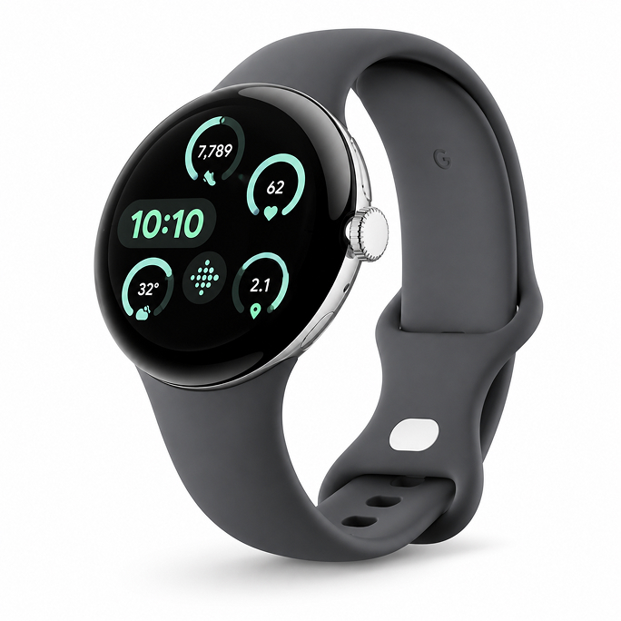 Watch Google Pixel Watch LTE 41mm Polished Silver Case with Sport Band - Charcoal, 92€, Image 3 Watch Google Pixel Watch LTE 41mm Polished Silver Case with Sport Band - Charcoal, Image 3