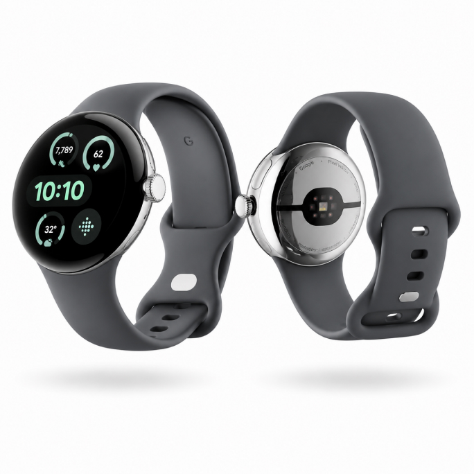 Watch Google Pixel Watch LTE 41mm Polished Silver Case with Sport Band - Charcoal, 92€, Image 2 Watch Google Pixel Watch LTE 41mm Polished Silver Case with Sport Band - Charcoal, Image 2
