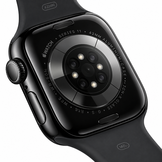 Watch Apple Watch Series 11 (2025) LTE 42mm Jet Black Aluminium Case with Sport Band S/M - Black, Image 5