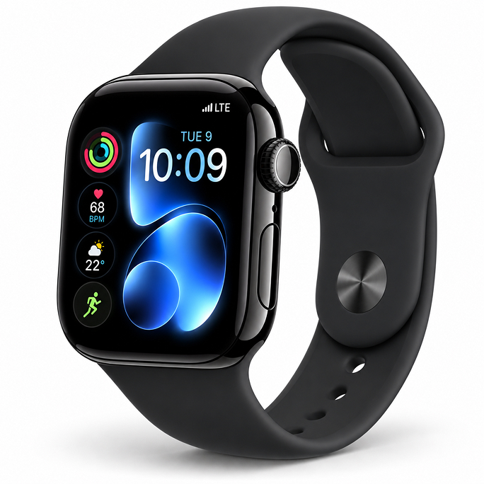 Watch Apple Watch Series 11 (2025) LTE 42mm Jet Black Aluminium Case with Sport Band S/M - Black, Image 3