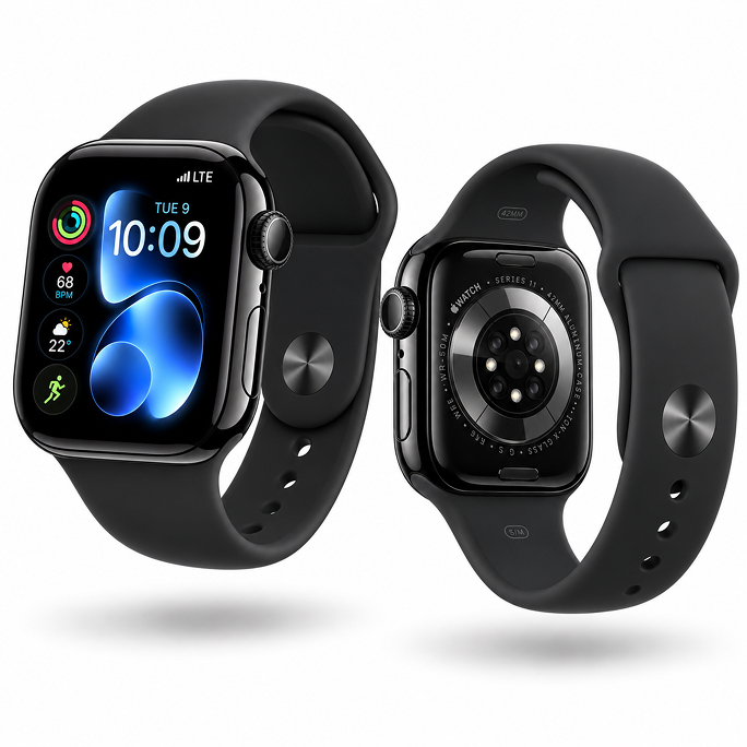 Watch Apple Watch Series 11 (2025) LTE 42mm Jet Black Aluminium Case with Sport Band S/M - Black, Image 2