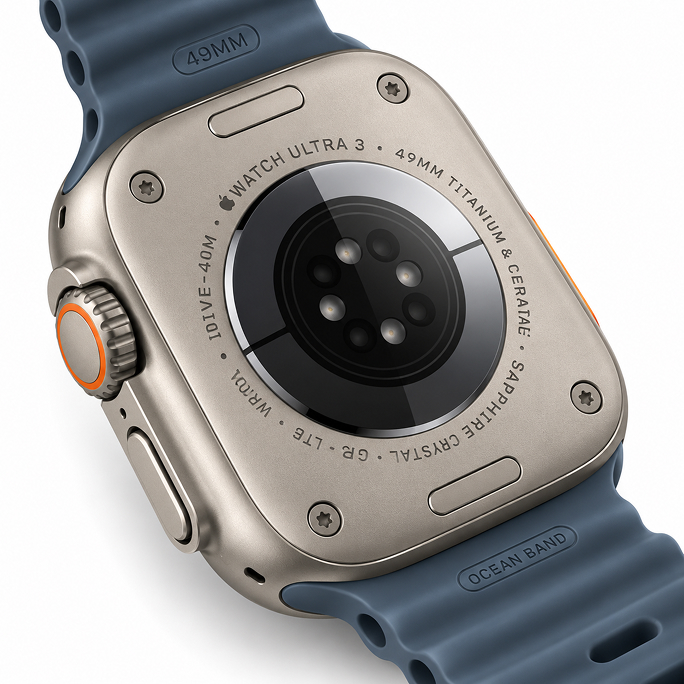 Watch Apple Watch Ultra 3 (2025) 5G 49mm Natural Titanium Case with Ocean Band - Anchor Blue, Image 5