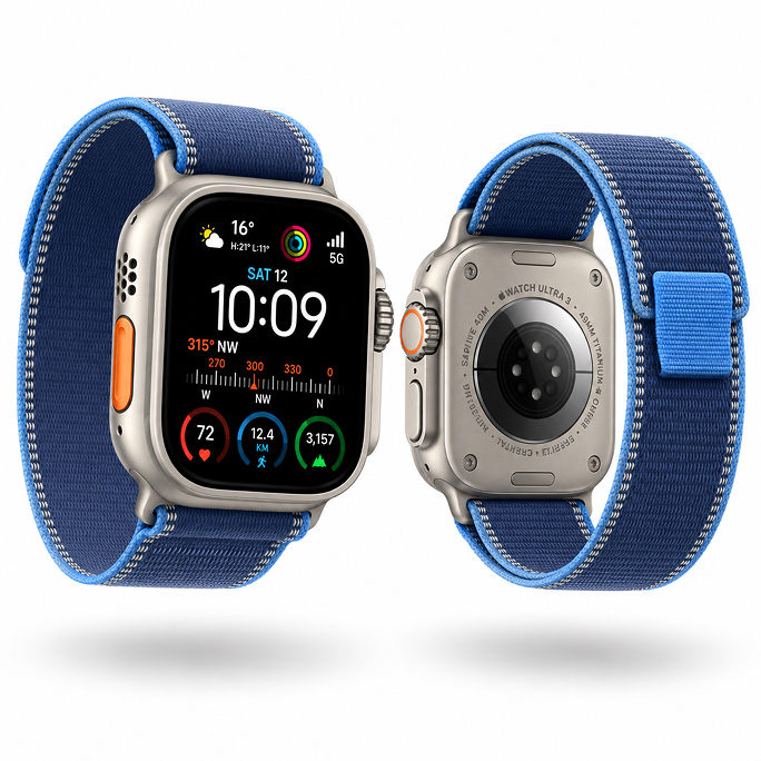 Watch Apple Watch Ultra 3 (2025) 5G 49mm Natural Titanium Case with Trail Loop M/L - Blue/Bright Blue, Image 2