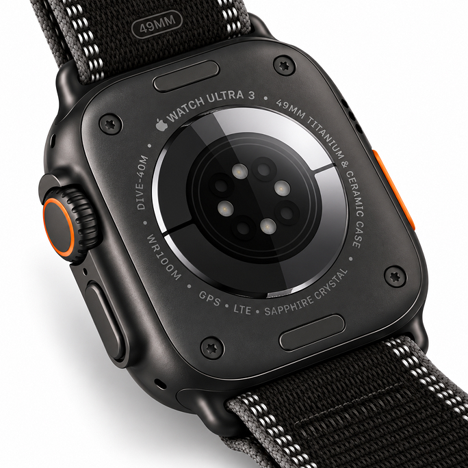 Watch Apple Watch Ultra 3 (2025) 5G 49mm Black Titanium Case with Trail Loop M/L - Black/Charcoal, Image 5
