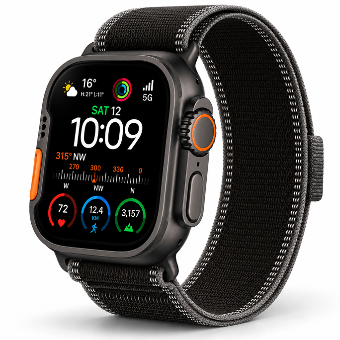 Watch Apple Watch Ultra 3 (2025) 5G 49mm Black Titanium Case with Trail Loop M/L - Black/Charcoal, Image 3