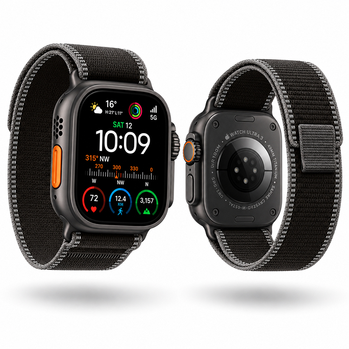 Watch Apple Watch Ultra 3 (2025) 5G 49mm Black Titanium Case with Trail Loop M/L - Black/Charcoal, Image 2