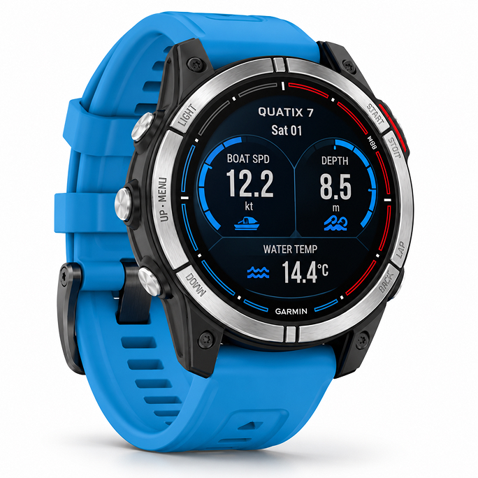 Watch Garmin Quatix 7 Standard Edition GPS 47mm Blue Band - Blue, Image 4