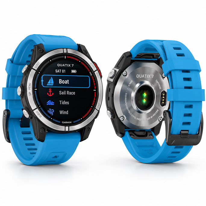 Watch Garmin Quatix 7 Standard Edition GPS 47mm Blue Band - Blue, Image 5