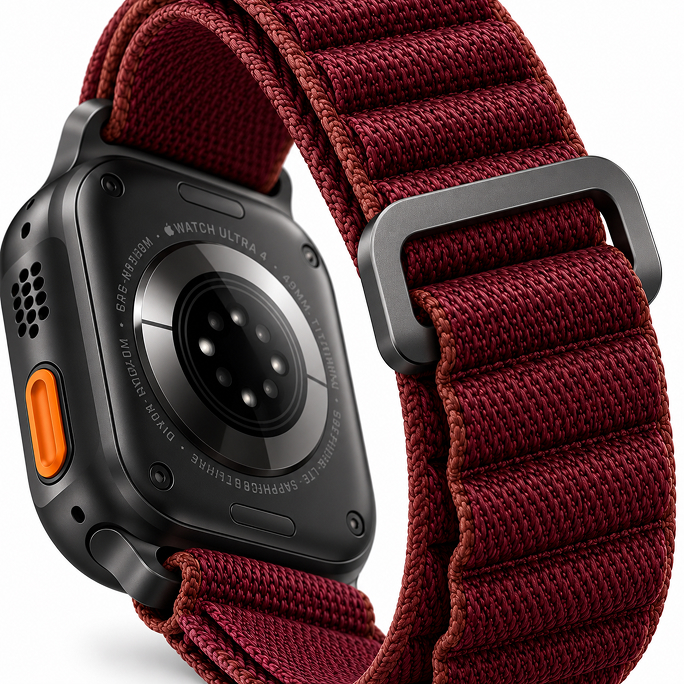 Watch Apple Watch Ultra 4 (2026) 5G 49mm  Black Titanium Case with Burgundy Alpine Loop M - Black, Image 2