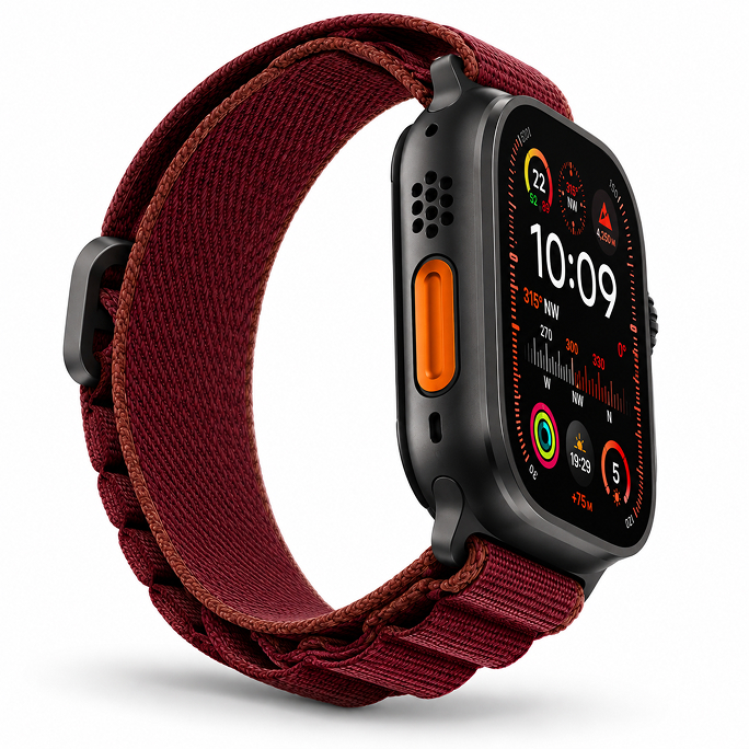 Watch Apple Watch Ultra 4 (2026) 5G 49mm  Black Titanium Case with Burgundy Alpine Loop M - Black, Image 3