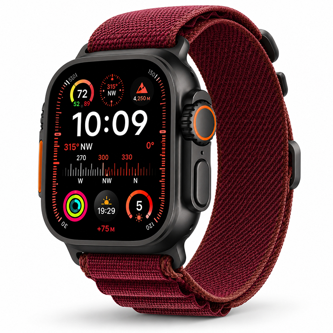 Watch Apple Watch Ultra 4 (2026) 5G 49mm  Black Titanium Case with Burgundy Alpine Loop M - Black, Image 4