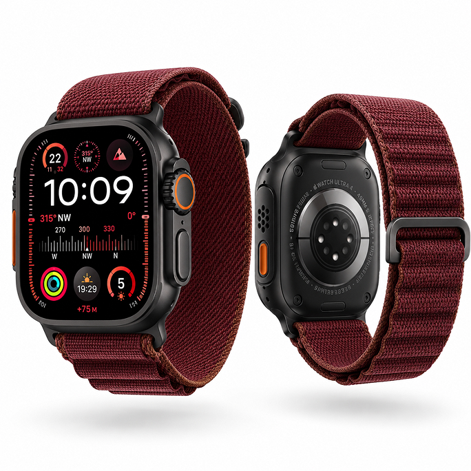 Watch Apple Watch Ultra 4 (2026) 5G 49mm  Black Titanium Case with Burgundy Alpine Loop M - Black, Image 5