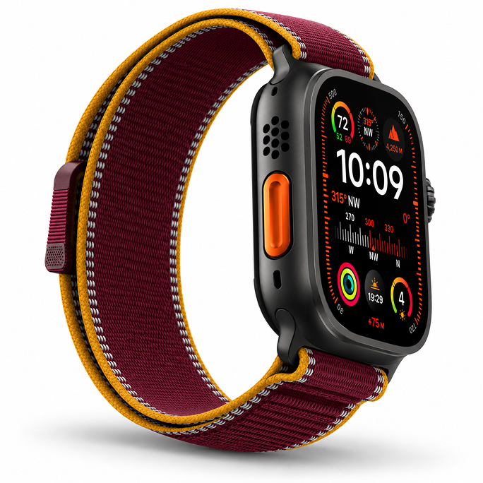 Watch Apple Watch Ultra 4 (2026) 5G 49mm Black Titanium Case with Burgundy Trail Loop S/M - Burgundy, Afbeelding 3