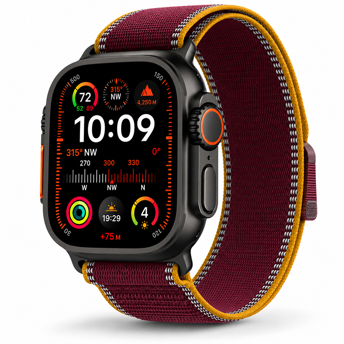 Watch Apple Watch Ultra 4 (2026) 5G 49mm Black Titanium Case with Burgundy Trail Loop S/M - Burgundy, Afbeelding 4