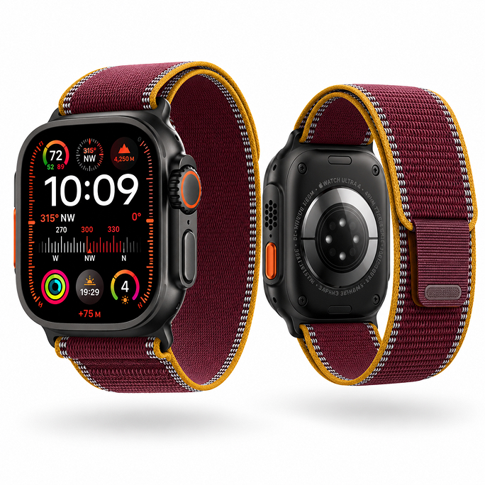 Watch Apple Watch Ultra 4 (2026) 5G 49mm Black Titanium Case with Burgundy Trail Loop S/M - Burgundy, Afbeelding 5