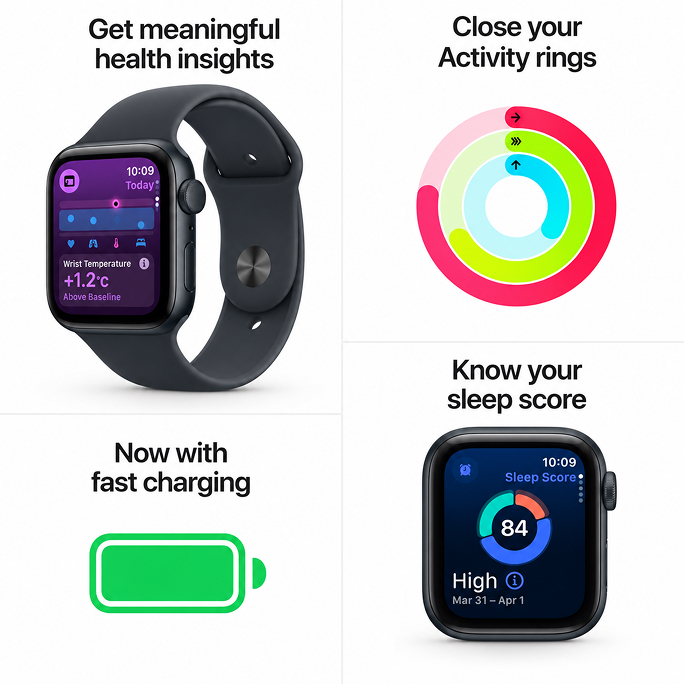 Watch Apple Watch SE 3 (2025) GPS 40mm Midnight Aluminium Case with Sport Band S/M - Midnight, 265€, Afbeelding 5 Watch Apple Watch SE 3 (2025) GPS 40mm Midnight Aluminium Case with Sport Band S/M - Midnight, Afbeelding 5