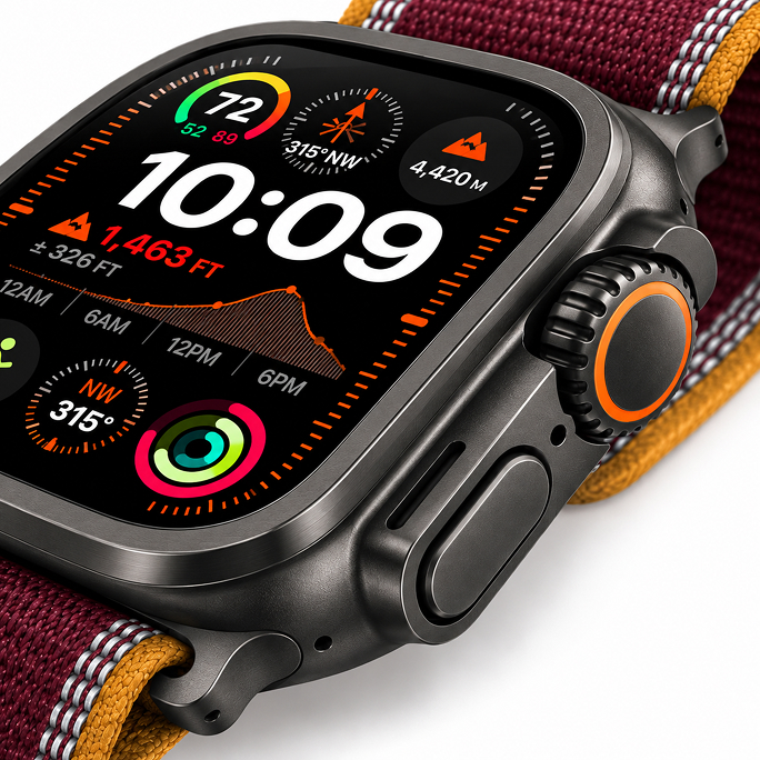 Watch Apple Watch Ultra 4 (2026) 5G 49mm Black Titanium Case with Trail Loop Burgundy - Titanium Black, Afbeelding 2