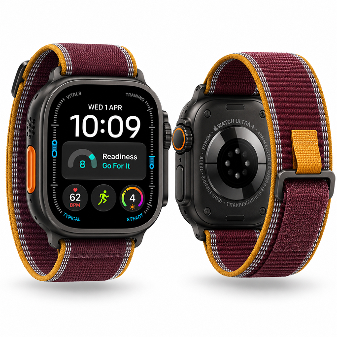 Watch Apple Watch Ultra 4 (2026) 5G 49mm Black Titanium Case with Trail Loop Burgundy - Titanium Black, Afbeelding 5