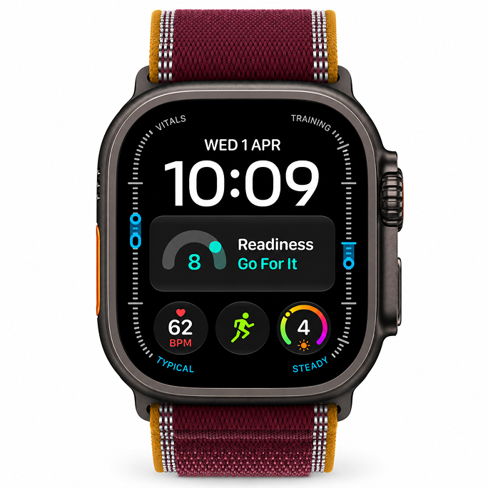 Watch Apple Watch Ultra 4 (2026) 5G 49mm Black Titanium Case with Trail Loop Burgundy - Titanium Black, Afbeelding 1