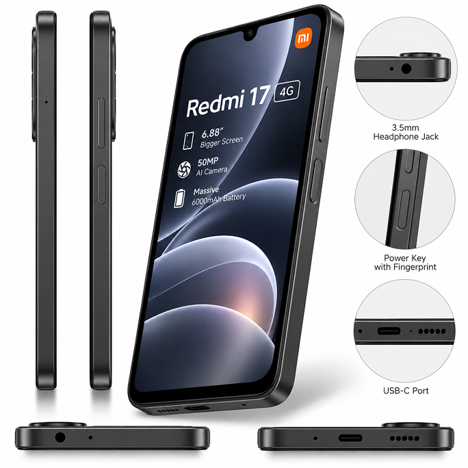 Xiaomi Redmi 17 4G Dual Sim 4GB RAM 256GB - Black, Afbeelding 4
