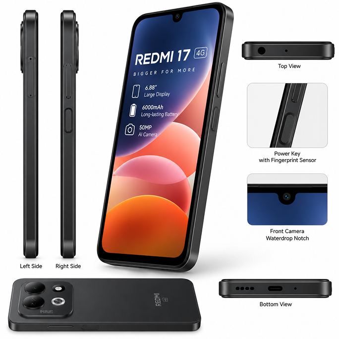 Xiaomi Redmi 17 4G Dual Sim 6GB RAM 128GB - Black, Afbeelding 4