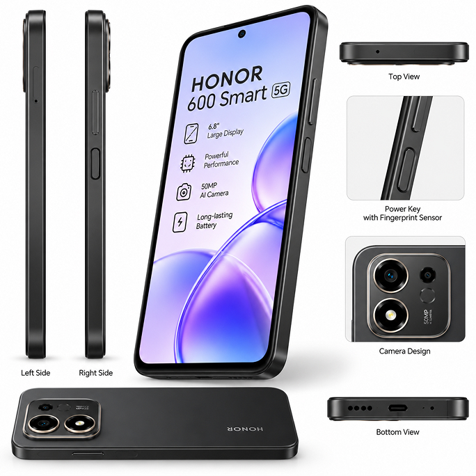 Honor 600 Smart 5G Dual Sim 4GB RAM 128GB - Black, 212€, Image 2 Honor 600 Smart 5G Dual Sim 4GB RAM 128GB - Black, Image 2