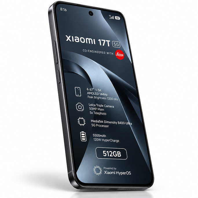 Xiaomi 17T 5G Dual Sim 12GB RAM 512GB - Black, Afbeelding 3
