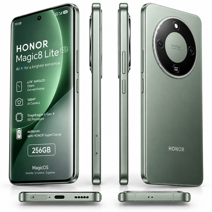 Honor Magic8 Lite 5G Dual Sim 8GB RAM 256GB - Forest Green, Image 4