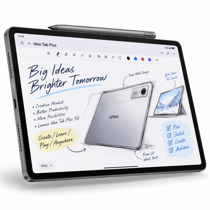 Tablet Lenovo Idea Tab Plus WiFi 12.1 2.5K 8GB RAM 256GB with Pen - Grey, Image 3