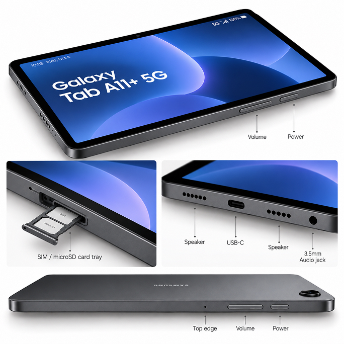 Tablet Samsung Galaxy Tab A11+ X236 11.0 5G 6GB RAM 128GB - Grey, 278€, Afbeelding 4 Tablet Samsung Galaxy Tab A11+ X236 11.0 5G 6GB RAM 128GB - Grey, Afbeelding 4