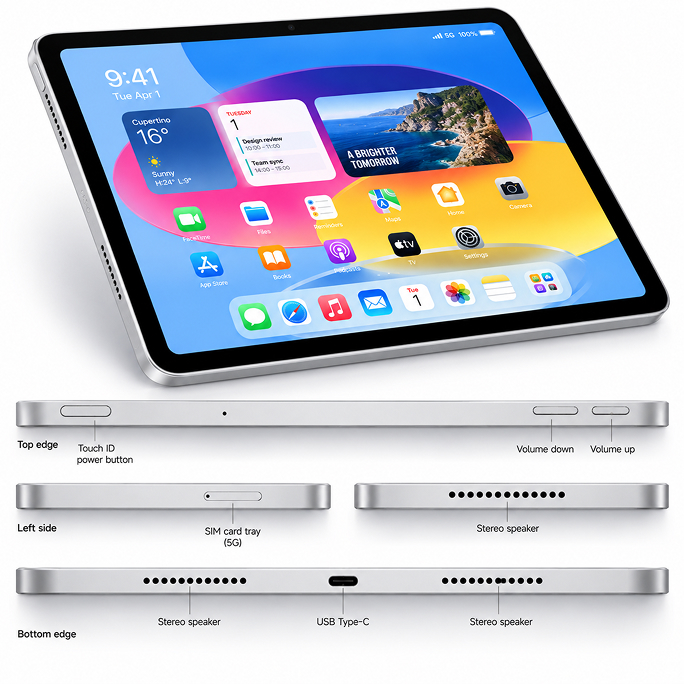 Tablet Apple iPad 10.9 11.Gen (2025) 128GB 5G - Silver, Afbeelding 4