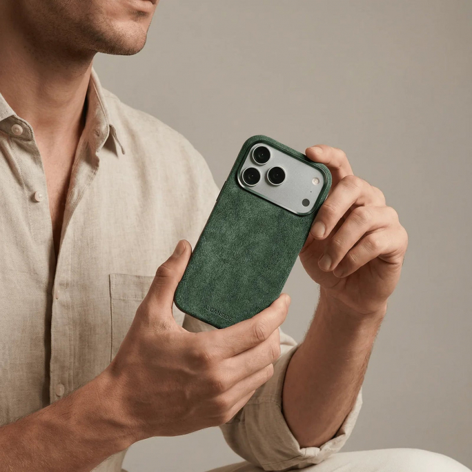 iPhone Alcantara Case - Midnight Green, 69€, Image 3 iPhone Alcantara Case - Midnight Green, Image 3