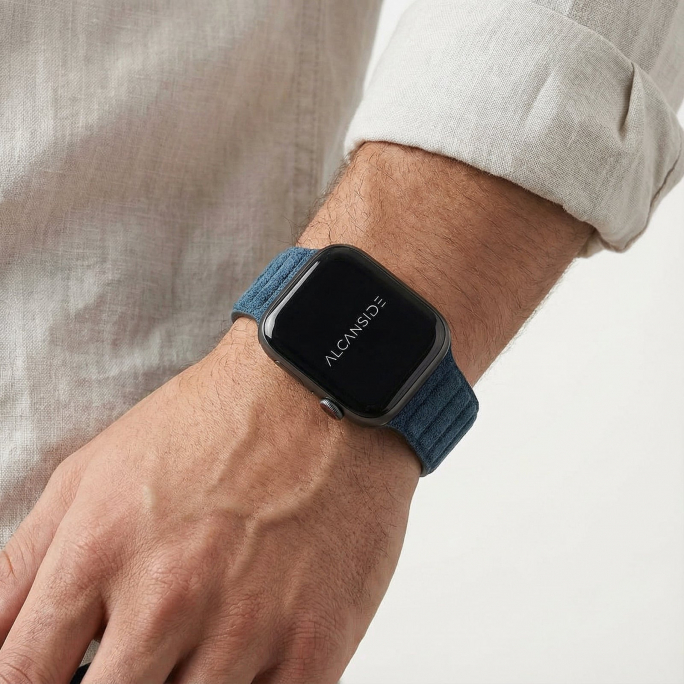 Alcantara Apple Watch Band - Ocean Blue - 42/44/45/46mm & Ultra (49mm), Afbeelding 3