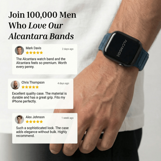 Alcantara Apple Watch Band - Ocean Blue - 38/40/41/42mm, Image 4