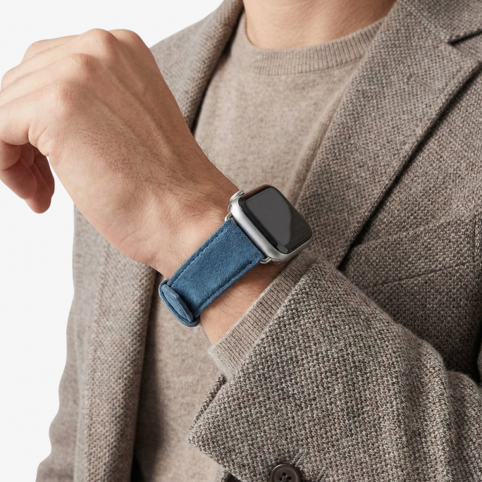 Alcantara Apple Watch Band With Buckle - Ocean Blue - 42/44/45/46mm & Ultra (49mm), Afbeelding 3