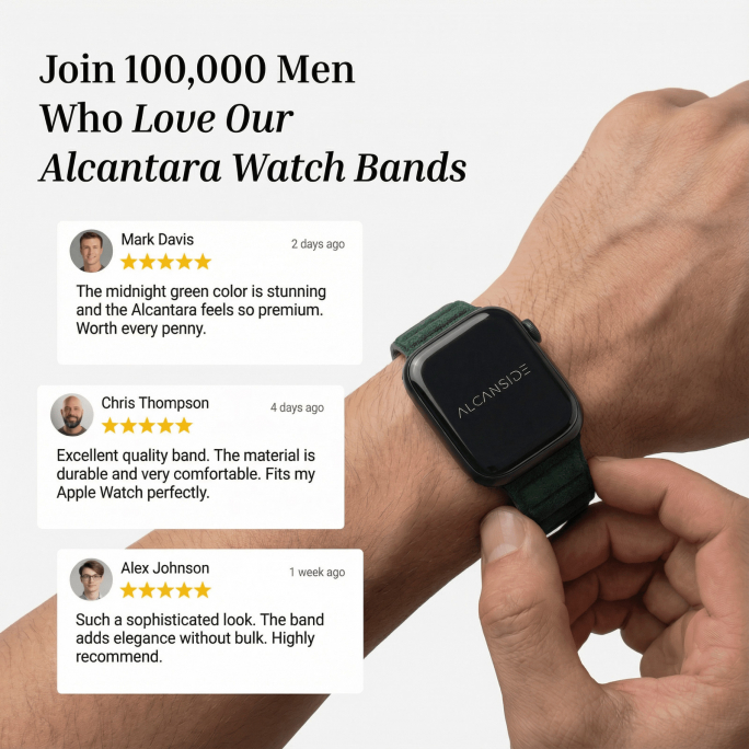 Alcantara Apple Watch Band - Midnight Green - 42/44/45/46mm & Ultra (49mm), 50€, Image 4 Alcantara Apple Watch Band - Midnight Green - 42/44/45/46mm & Ultra (49mm), Image 4