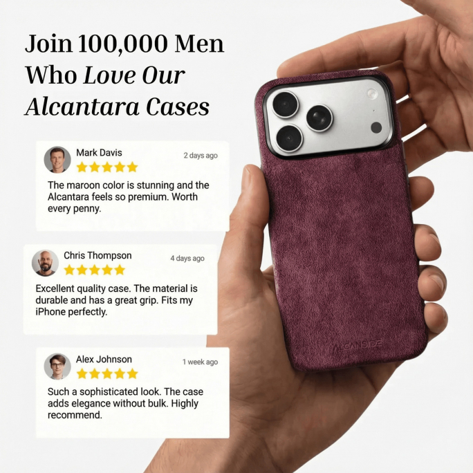 iPhone Alcantara Case - Wine Red, Afbeelding 5
