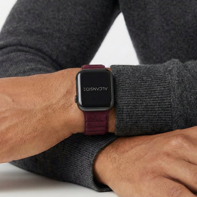 Alcantara Apple Watch Band - Wine Red - 42/44/45/46mm & Ultra (49mm), Image 5