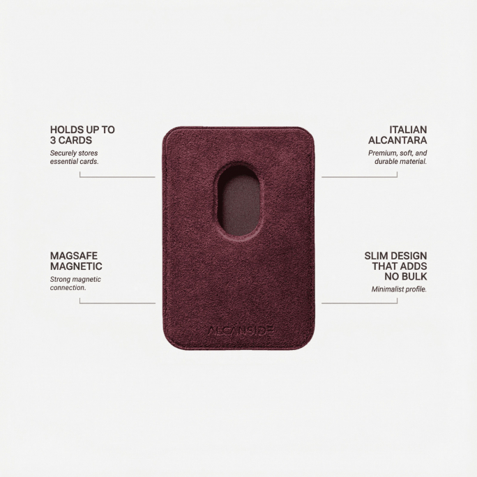 Alcantara MagSafe Wallet - Wine Red, Image 4