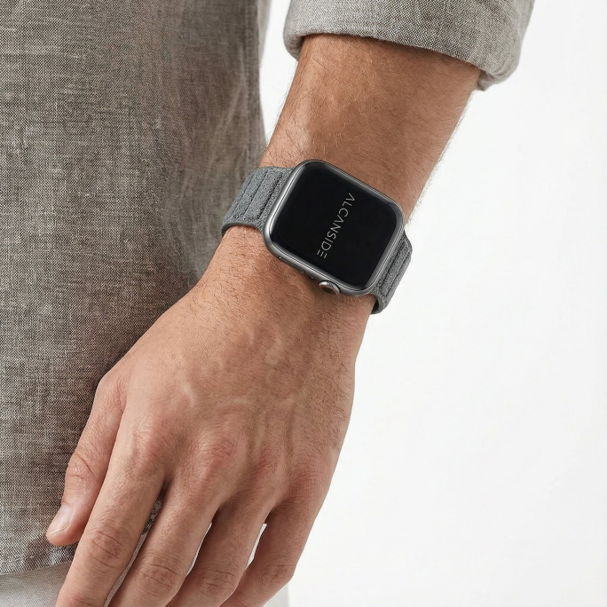 Alcantara Apple Watch Band - Nardo Gray - 42/44/45/46mm & Ultra (49mm), Afbeelding 3