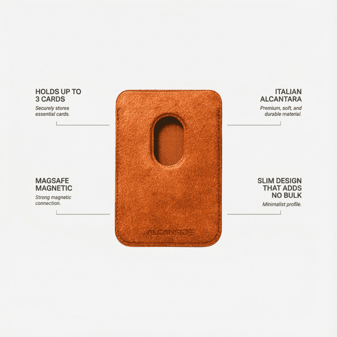 Alcantara MagSafe Wallet - Orange, 40€, Image 4 Alcantara MagSafe Wallet - Orange, Image 4