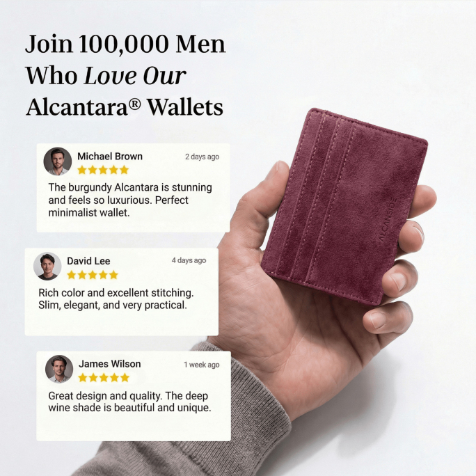 Alcantara Card Wallet - Wine Red, Image 4