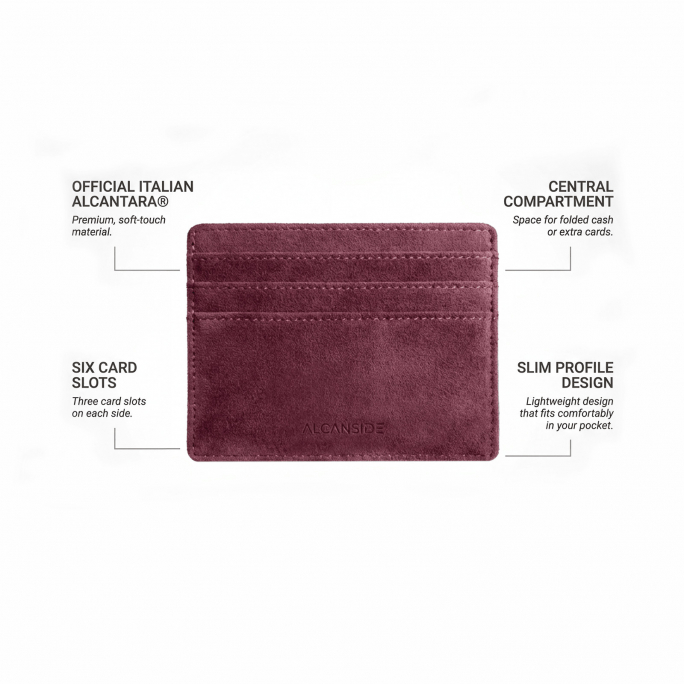 Alcantara Card Wallet - Wine Red, Image 5