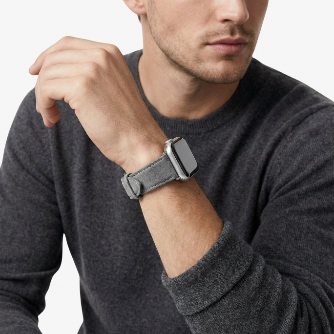 Alcantara Apple Watch Band With Buckle - Nardo Gray - 38/40/41/42mm, Image 5