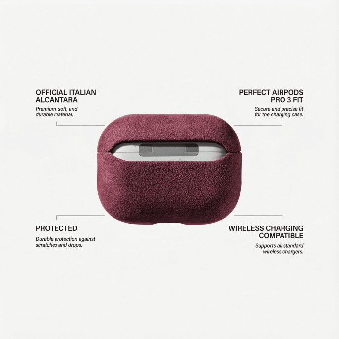 AirPods Pro (3rd Generation) Alcantara Case - Wine Red, Image 5