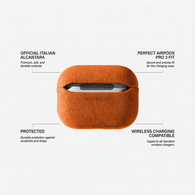 AirPods Pro (3rd Generation) Alcantara Case - Orange, Afbeelding 5
