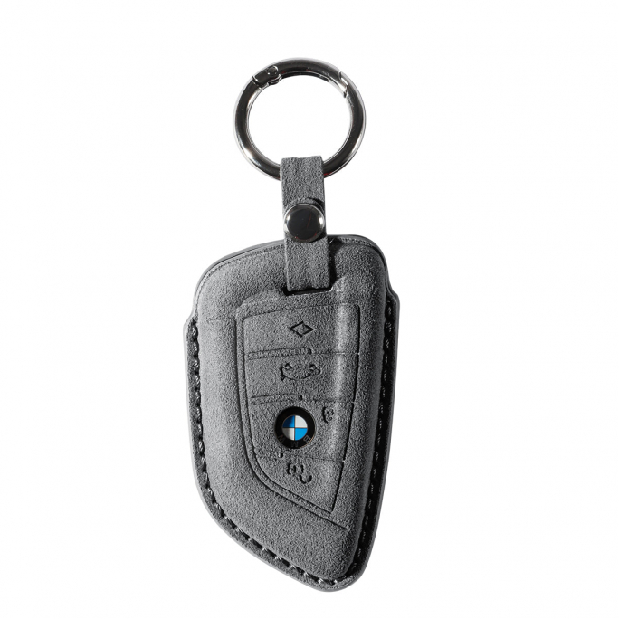 Alcantara Car Key Fob Cover for BMW | Model B with Buckle - Space Grey, Afbeelding 3