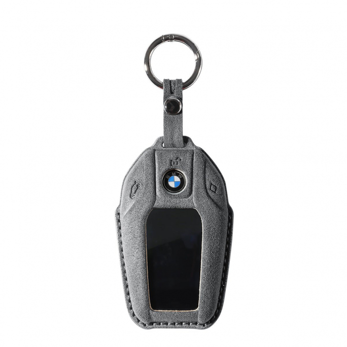 Alcantara Car Key Fob Cover for BMW | Model C with Buckle - Space Grey, Afbeelding 3